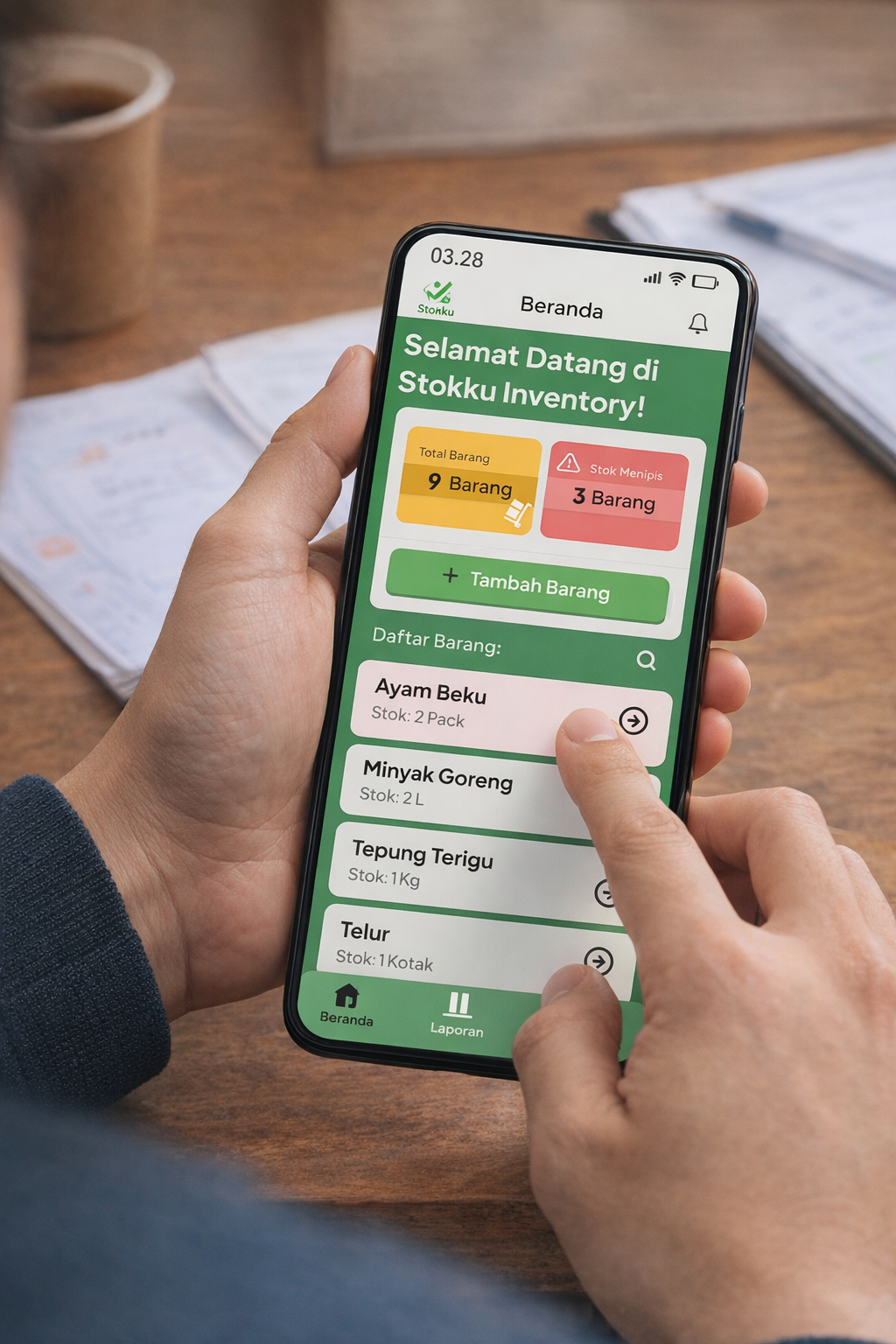 management stok UMKM menggunakan aplikasi Stokkuinventory